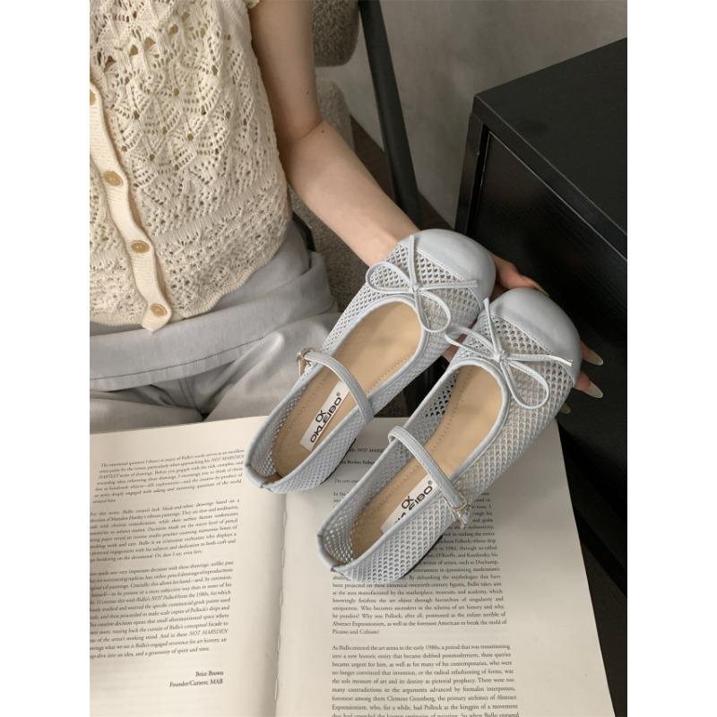

Bow hollow Mary Jane women s shoes new versatile and comfortable word with ballet shoes 35 синий