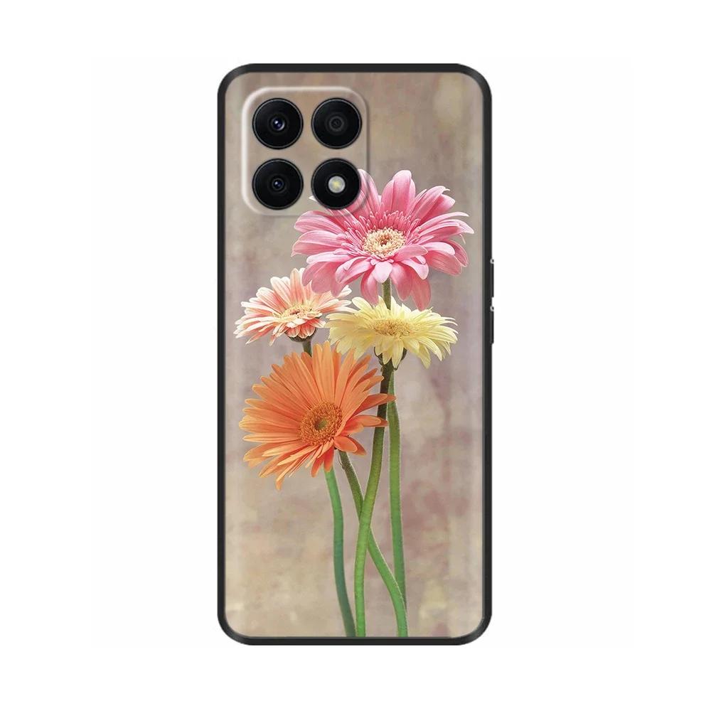 Für Huawei Honor X8A Hülle Mode Blume Weiches TPU Silikon Handyhülle Für Honor X8A HonorX8A Funda Stoßfeste Rückabdeckung Coque