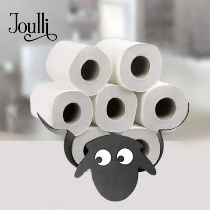 JOULLI Porte papier toilette Shaun porte-rouleau de mural en forme de mouton en métal
