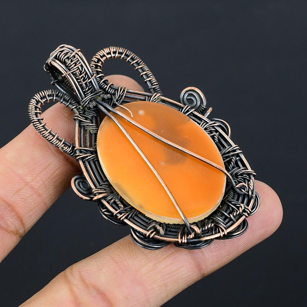 Pandantiv învelit cu sârmă de cupru naturală Victorian Lady Bone Face Cameo 2.76" L7D81