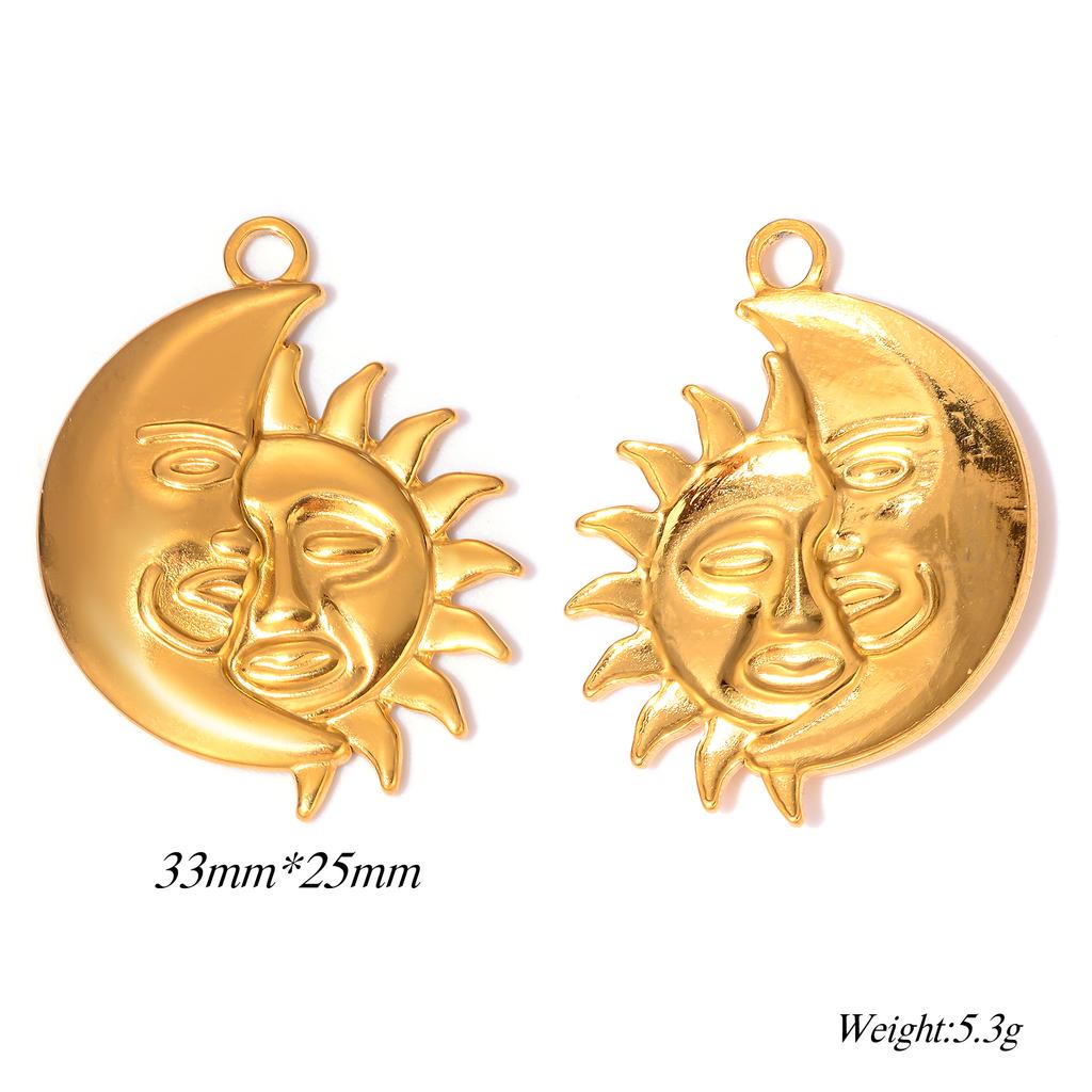 Wholesale 6pcs/lot Sun Moon Heart Charms Stainless Steel Pendants For DIY Jewelry Making Accessories