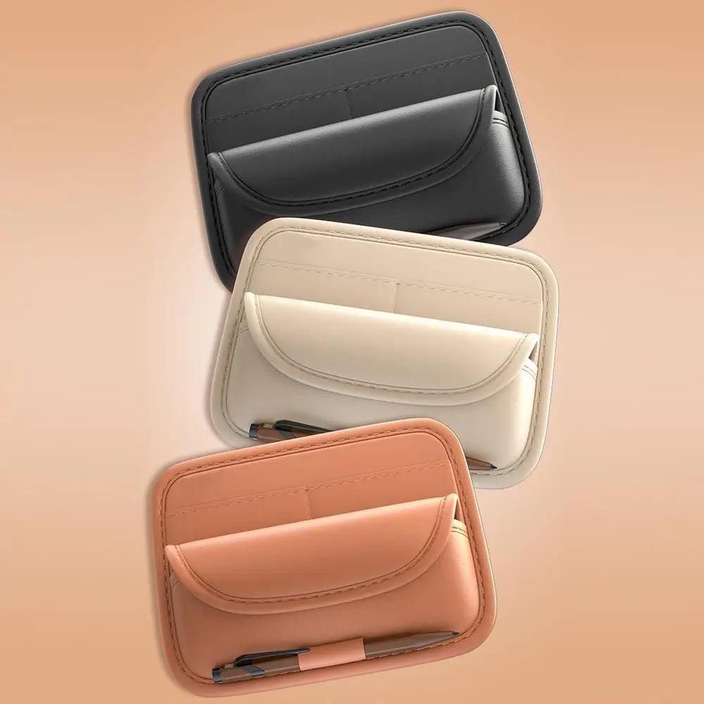 Multi-Pocket Car Sun Visor Glasses Case Pu Leather Sunglasses Storage Bag New Card Holder  Car