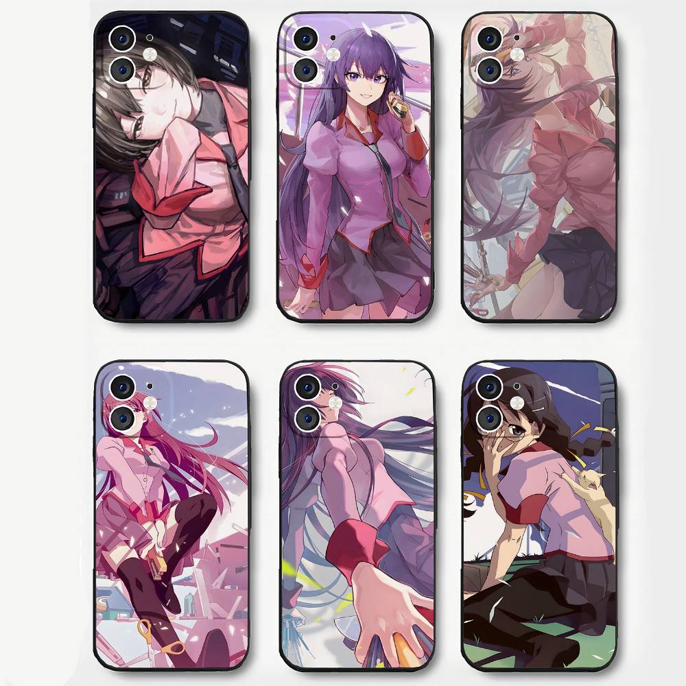 Senjougahara Hitagi Anime Monogatari Series Phone Case For IPhone 17 Air 16 15 14 13 Pro Max 11 12 Black Silicone Cover