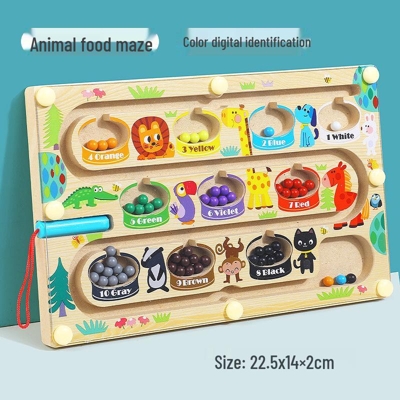 Magnetic Number Maze: Wooden Toy for Preschool Pen Control and Logical Thinking