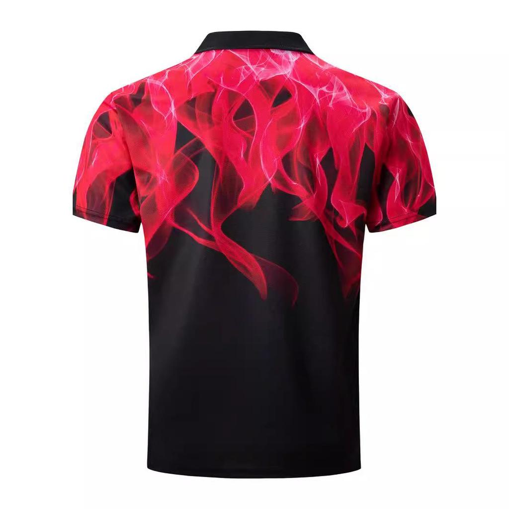 New Men's Casual Polo Shirt Lapel Button Down Business Digital Printing Slim Tops