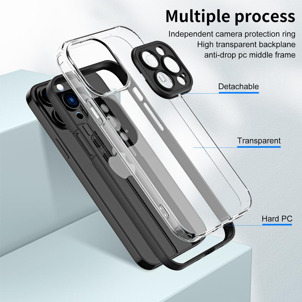 For iPhone 15 Pro Case TPU+PC Color Frame Anti-scratch Clear Phone Cover