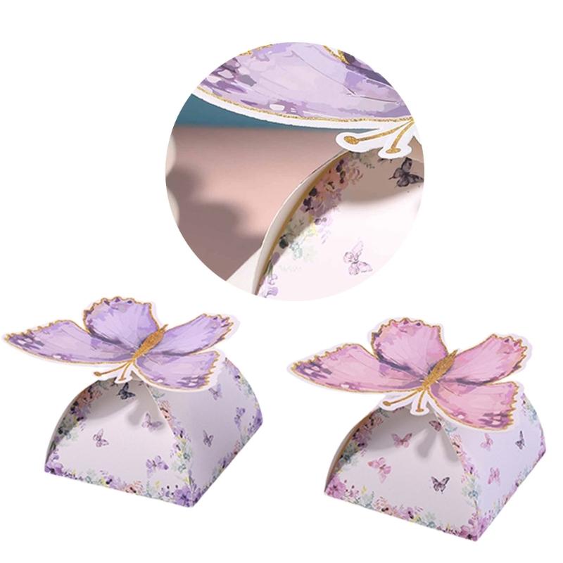 Set of 100 Butterfly Shape Favors Boxes Attractive Butterfly Embellished Dessert Boxes for Party Favors and Gifts