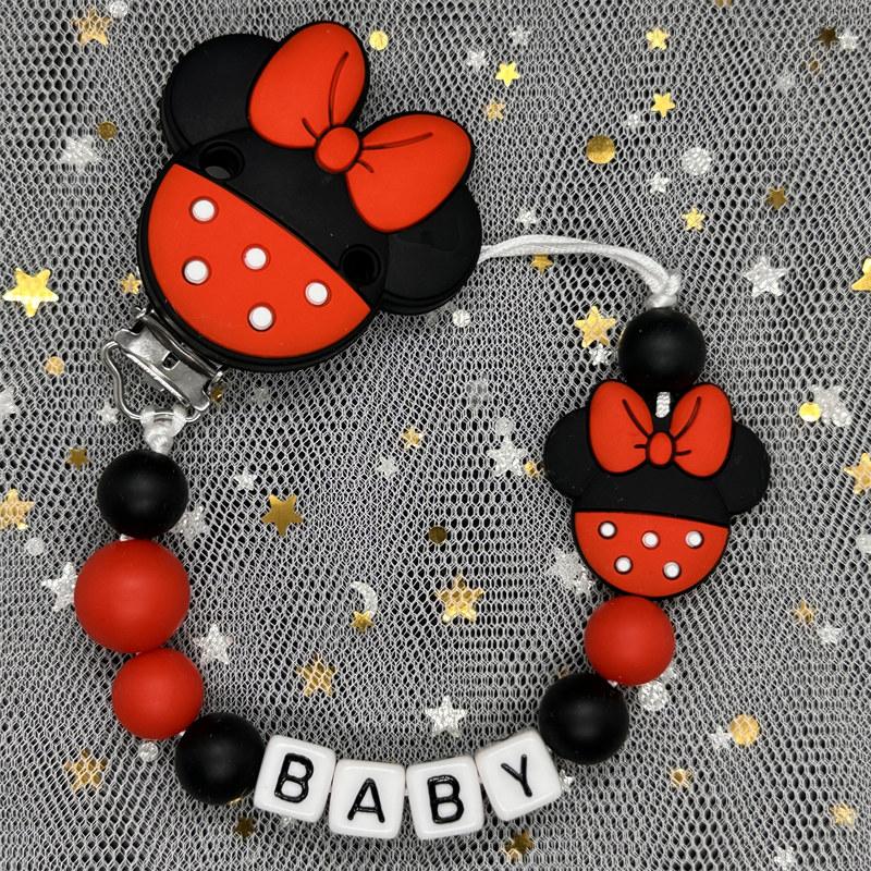Free Personalised BPA Free Silicone Baad Dummy DIY Silicone Baby Pacifier Custom Clip Name Colorful Pacifier Chain Teething Gift