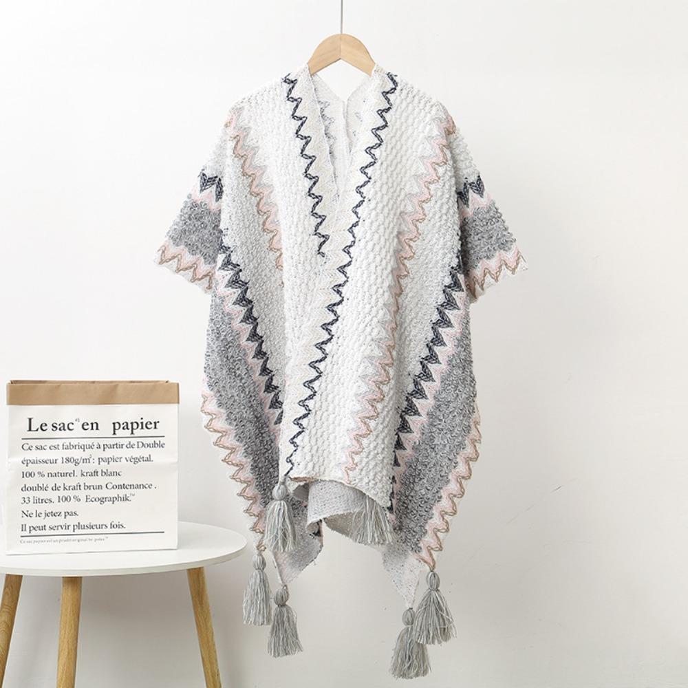 Neck Wrap Tassel Scarves Warm Knitted Cape Simple Imitation Cashmere Scarf Travel Vacation