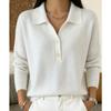 Women S Knitted Buttoned Lapel Loose Casual Long Sleeve Sweater