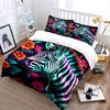 Colorful Zebra Floral Decor Soft Comfortable Duvet Cover Bedding Set Included 1*Duvet Cover & 2*Pillowcases, Gift