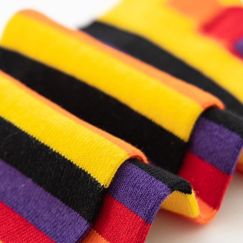 1 Pair Rainbow Toe Socks Colorful 5 Toe Calf Socks Rainbow Striped Leg Warmers Funny Long Toe Socks for Women and Girls