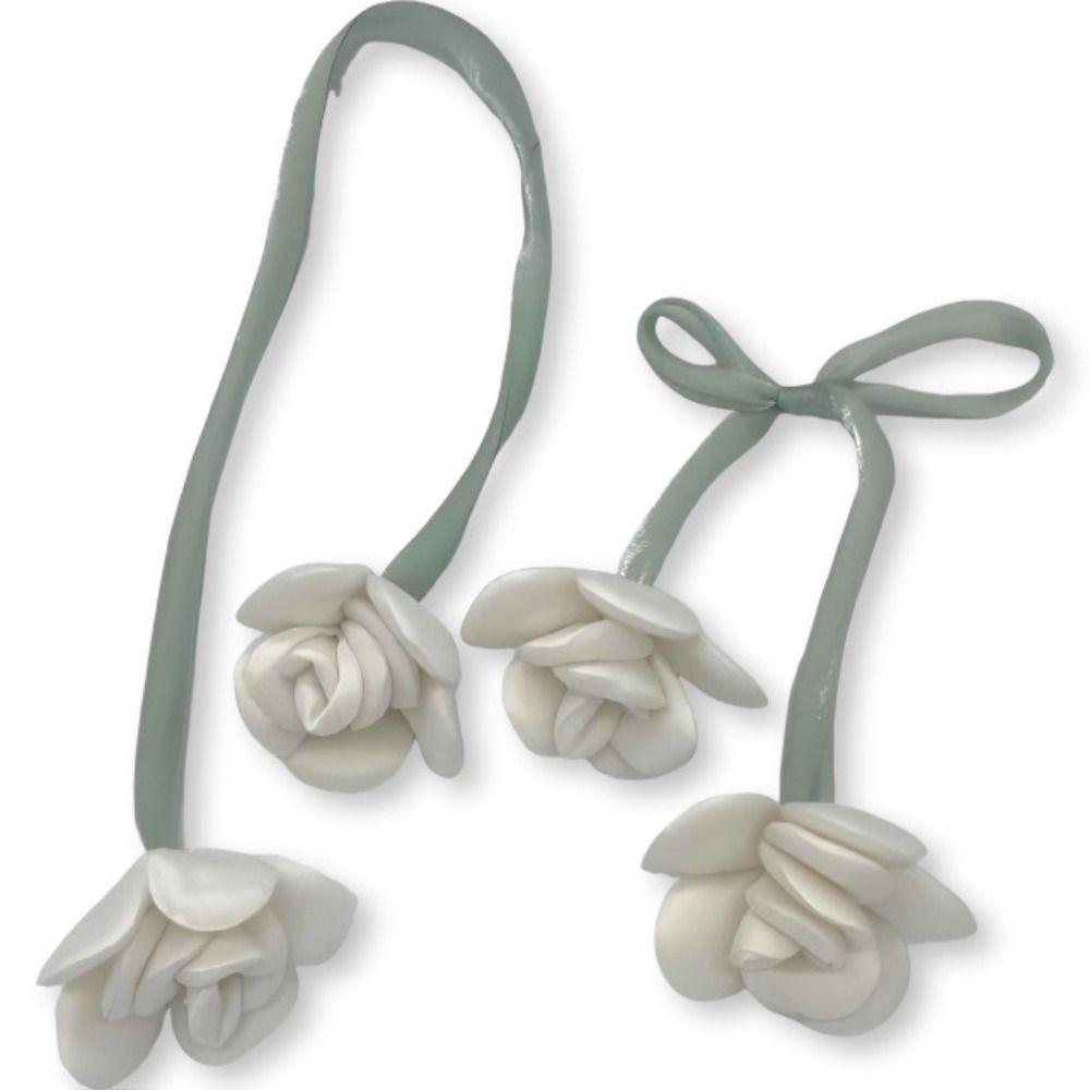 10Pcs Handmade Double Head Rose Flowers DIY Craft Crochet Decoration 3D Flower Patches Artificial Rose Bow Flowers