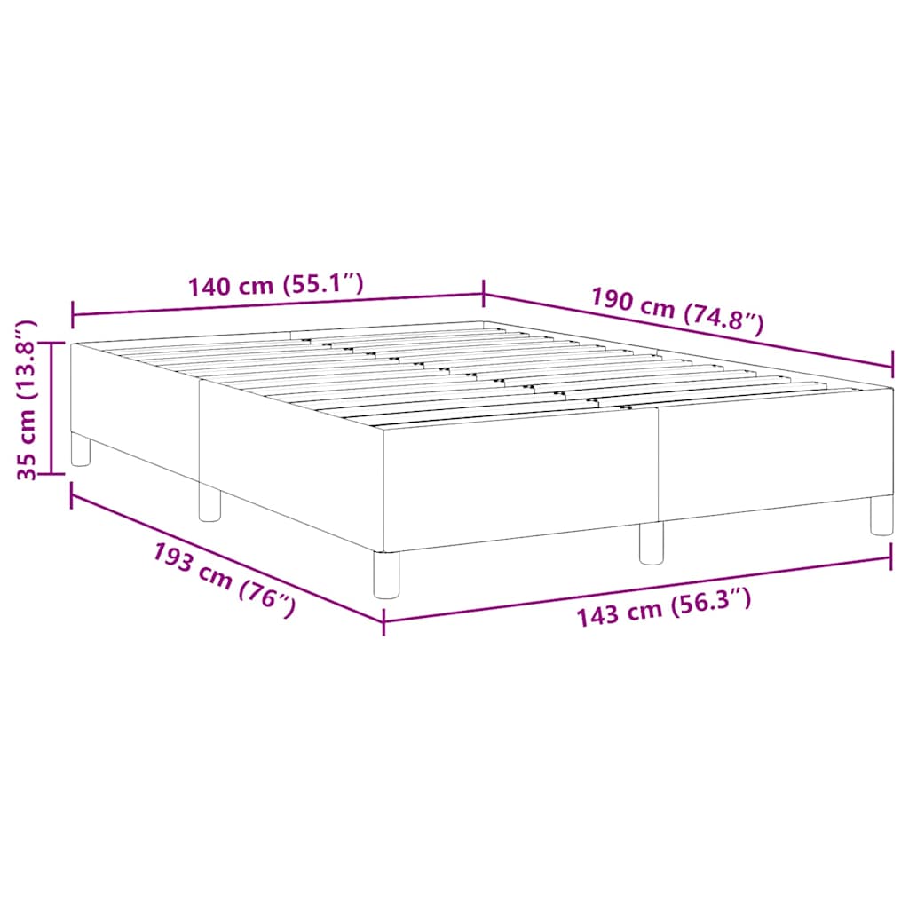 Box Spring Bed Dark Gray 140 x 190 cm Corduroy Fabric