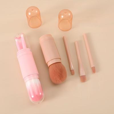 4 In 1 Travel Makeup Brushes Set Retractable Brush 3 Small Brushes Blending Powder Eye Shadow Brush Small Portable For Touchup