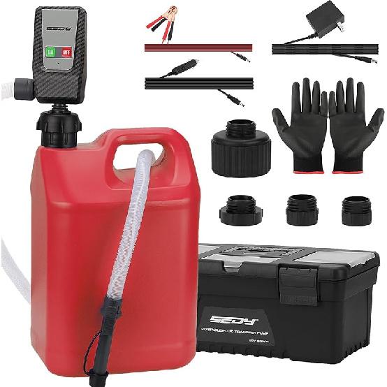 Automatic Fuel Transfer Pump With Auto-Stop Sensor(3.2 GPM), Battery Operated Gas Can Pump With 3 Can Adapters, Extra Long Hose, Portable Fuel Pump