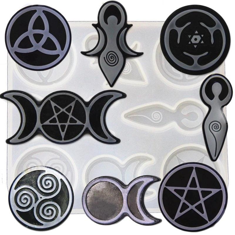 Spiral Goddess Necklace Pendant Resin Mold Epoxy Mirror Mold DIY 8 In 1 Silicone Mold Totem Pendant Mold
