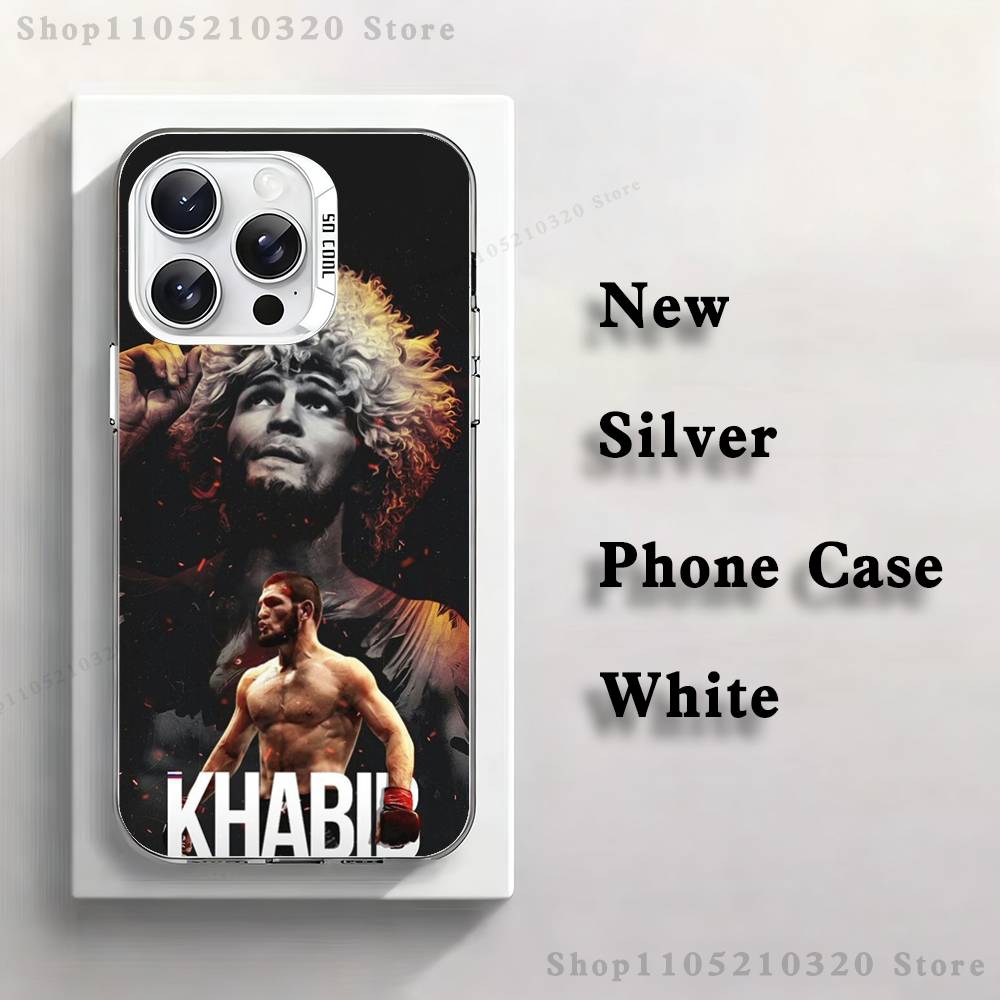 Boxing K-Khabibs Champion Phone Case For iPhone 17,16,15,14,13,12,11,Mini,Pro,E,MAX White Matte Silicone Whtie Cover