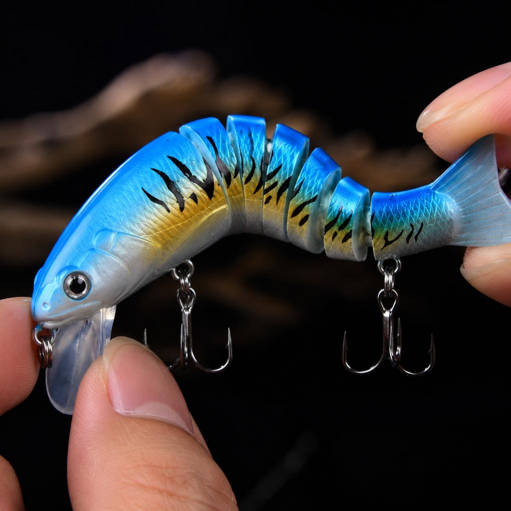 Mehrgelenkiger 7-Segment-Minnow-Köder für das Felsenangeln 10,5 cm 17,3 g mit 6# Haken Künstlicher Hartköder für Süßwasser- und Salzwasserfischerei