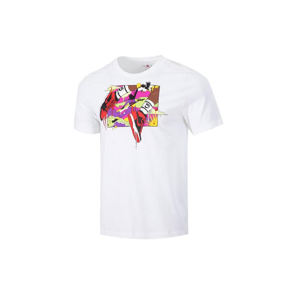 Jordan T Shirts Men's White Crew Neck Moderate Straight Fit DO1927-100