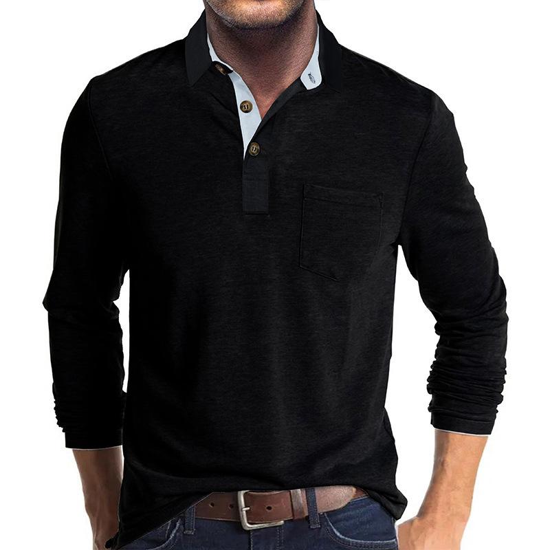 Herren Langarm Umlegekragen T-Shirt Herren POLO Shirt Herbst Winter Basisshirt Mode POLO Shirt