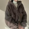 Lamb Coat Autumn Winter Plus Velvet New Sweatshirt Loose Cardigan Top Zipper Short