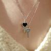 Fiore Stone Heart Key Necklace (silver)