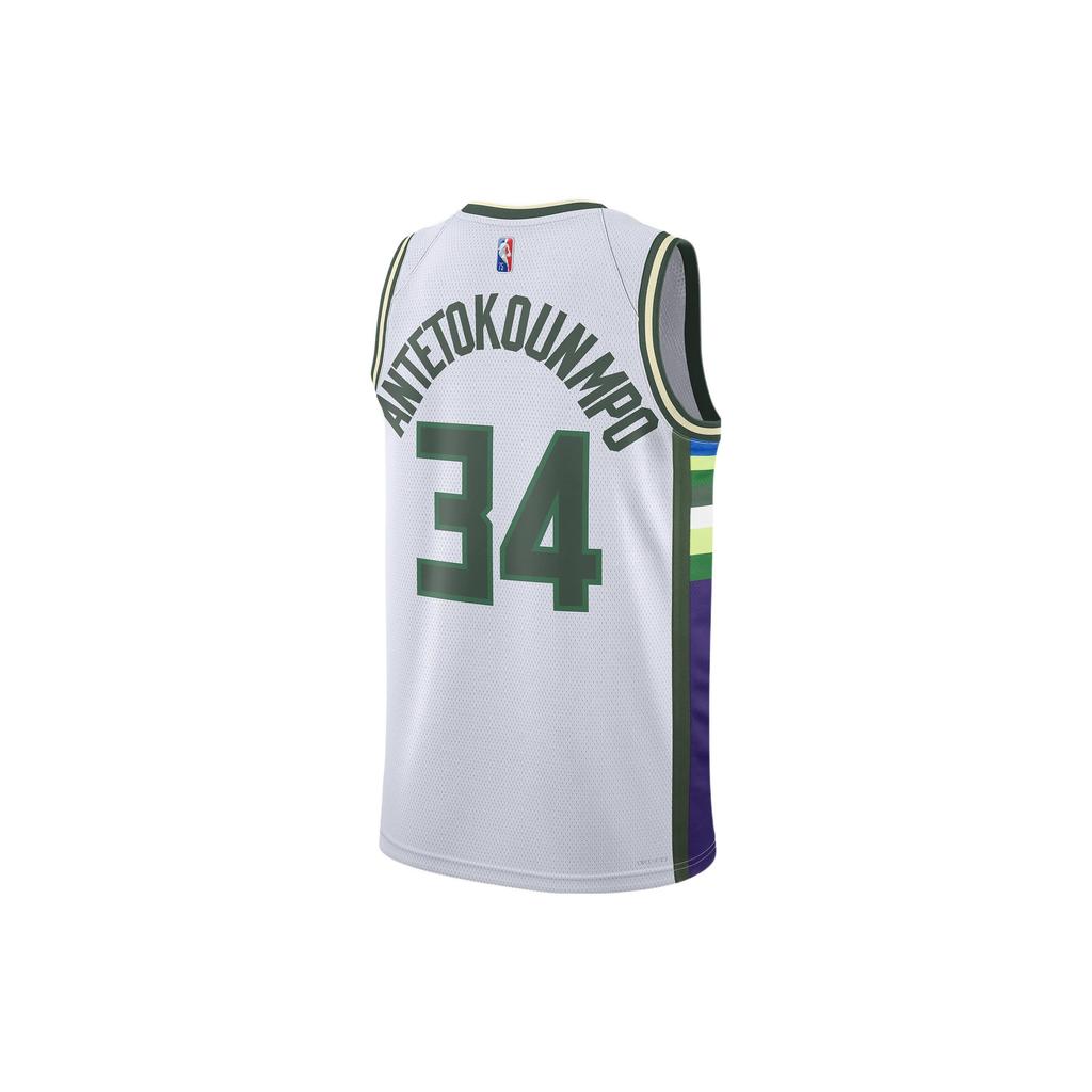 Nike NBA Bucks City Edition Giannis 34 Dri-FIT Swingman Jersey White Men Streetwear DB4035-100