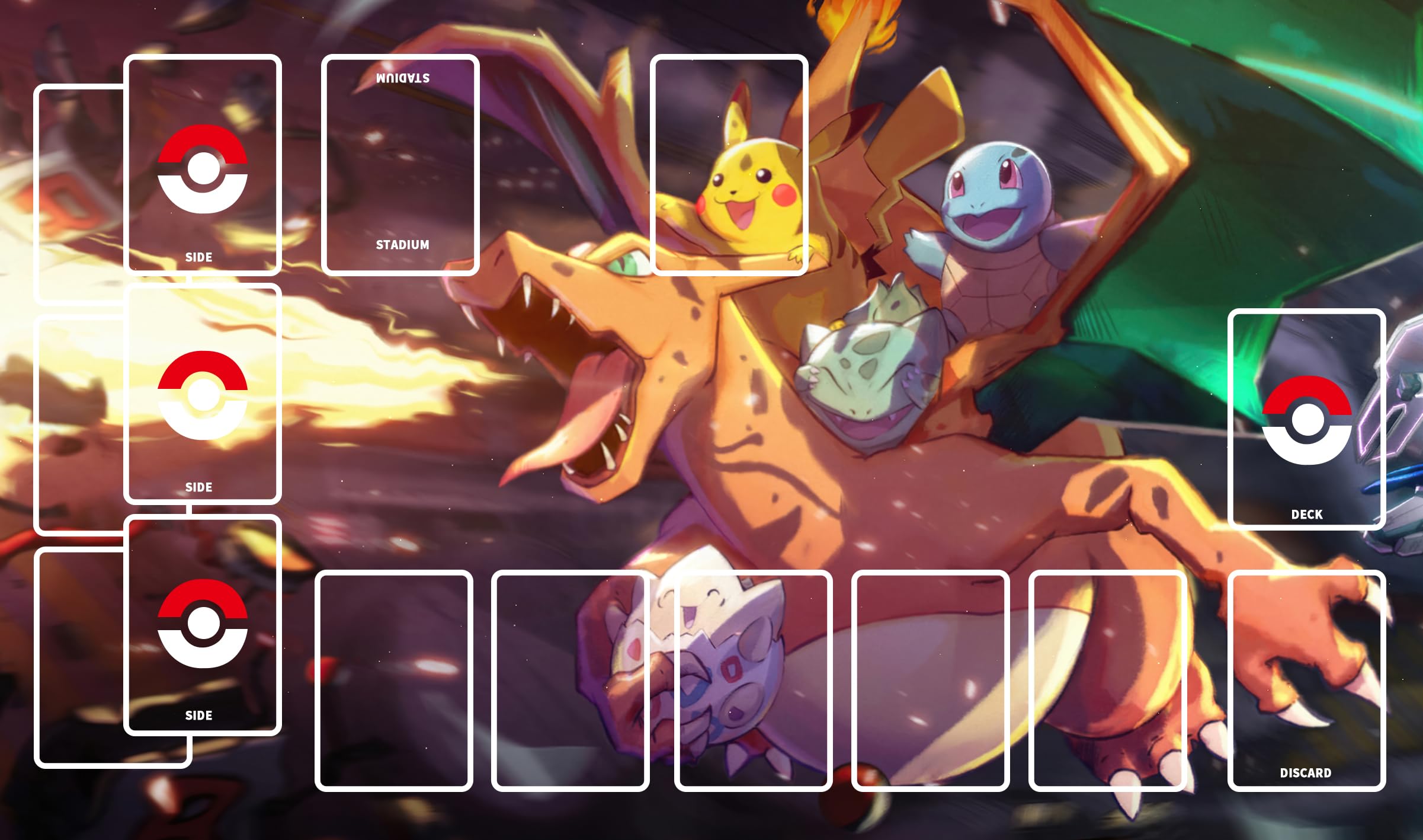 

Игровой коврик с полной прошивкой Резиновый игровой коврик для одного человека Эксклюзив для битв TCG Высококачественный игровой коврик Pokemon с водонепроницаемой сумкой для хранения Карточная игра