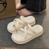 Summer cool slippers women wear new thick-soled heightening small beach shoes high-end set toe half slippers