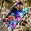 Watercolor Clownfish and Coral Reefs polyester microfiber beach towel is highly absorbent, suitable swimming and beach outings