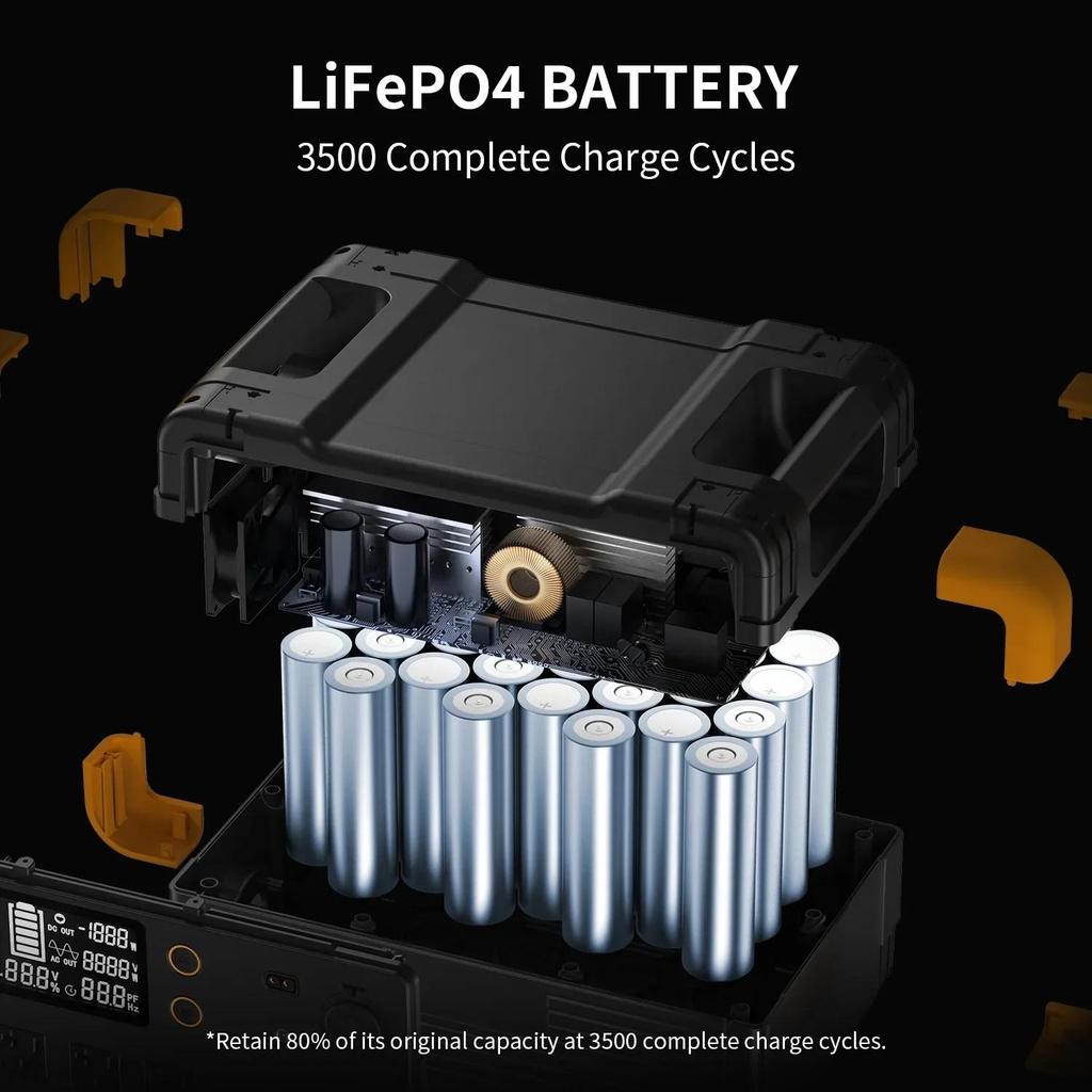 E2400LFP 2400W 2048Wh Stazione di Alimentazione Portatile, Generatore Solare a Onda Sinusoidale Pura, Batteria di Riserva di Emergenza UPS per Campeggio, Camper, Casa, Uso Esterno