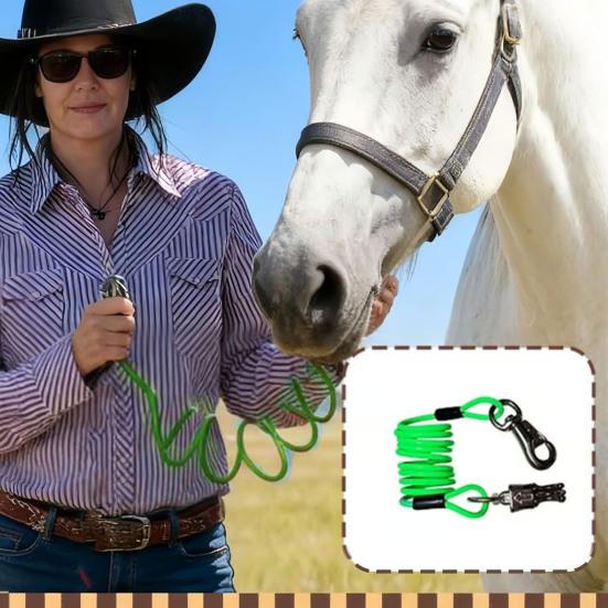 Corda elastica per cavalli regolabile, estensore per guinzaglio equino, corda elastica a spirale ammortizzante per campeggio, equitazione su sentiero, toelettatura