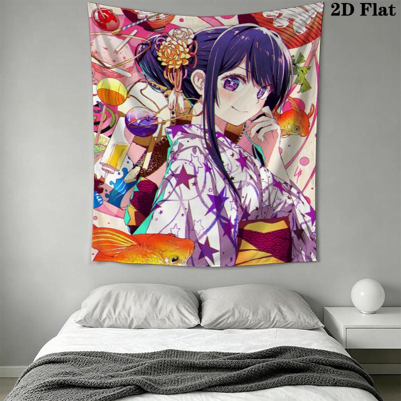 Oshi no K Wall Tapestry Aesthetic Wall Hanging Printed Fabric Blanket Decorative Tapestries for Bedroom Living Room Home Decor