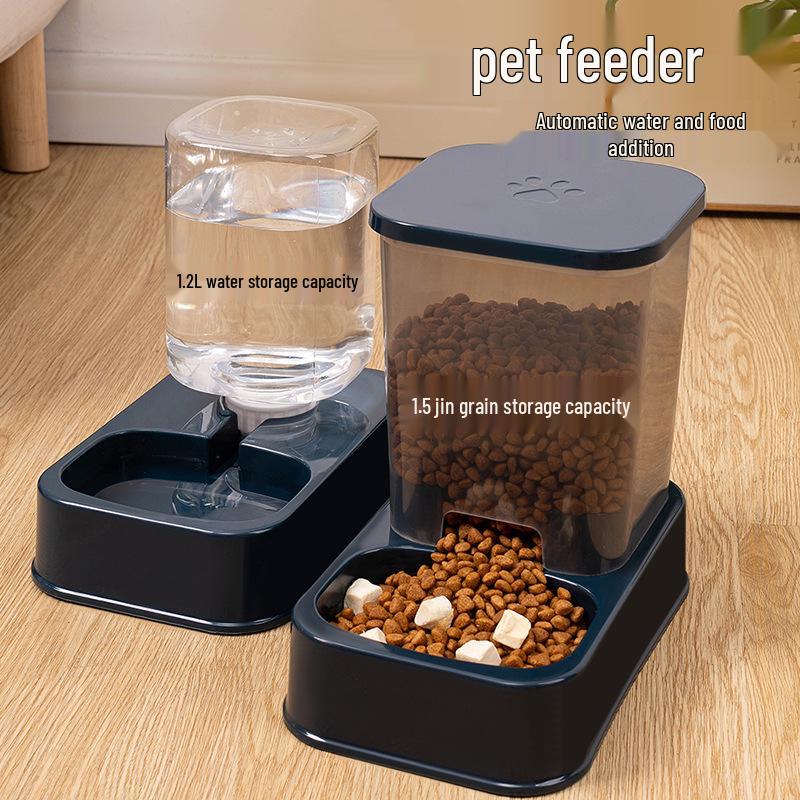 Automatic Double Bowl Pet Feeder: Anti-Spill Cat & Dog Food and Water Bowl Set