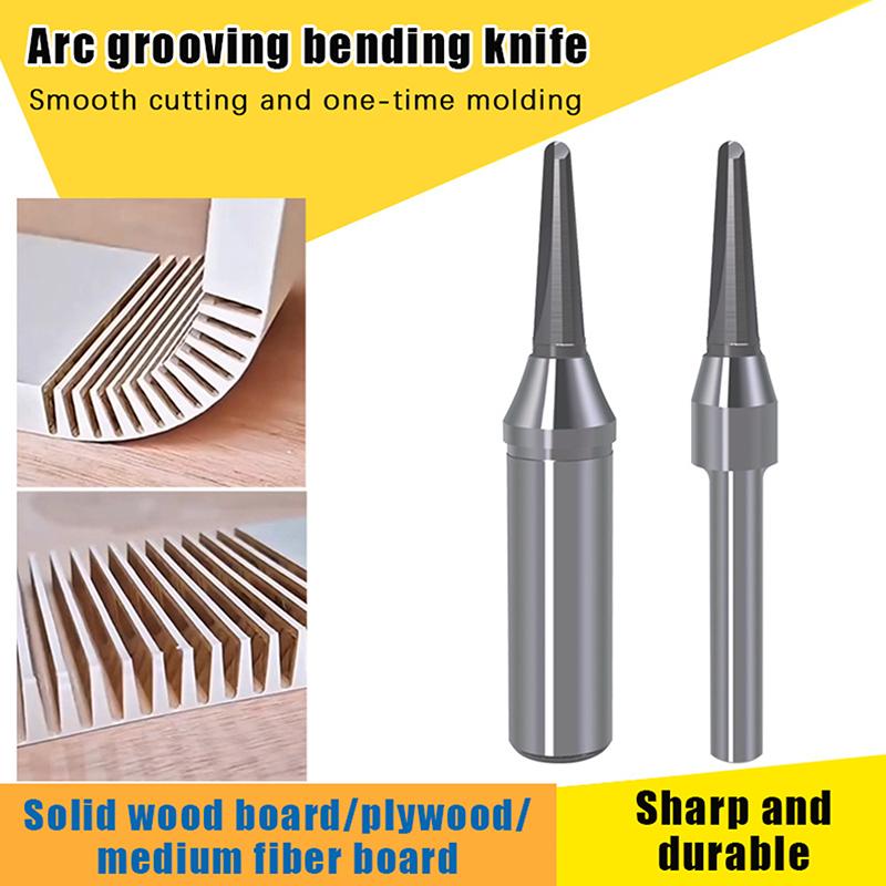 

1/2Pcs TCT Milling Cutter V-Shaped Arc Grooving Tool Wood Bending Circular Groove Woodworking Milling Accessories 6.35mm