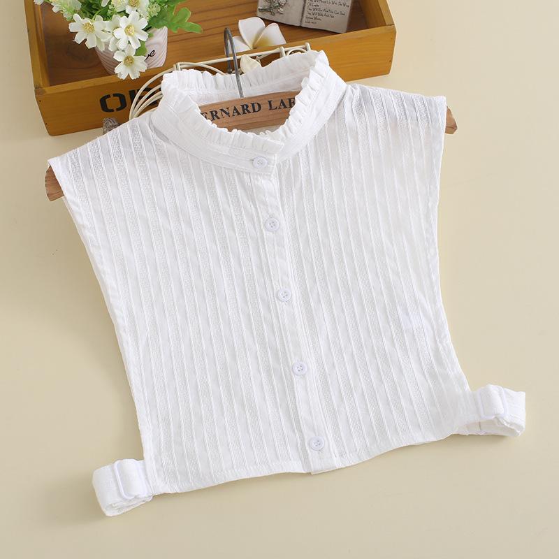 

Хлопковый воротник-подделка для женской рубашки, декоративный воротник-подделка с деревянным краем ушка, жаккардовый воротник-подделка, белая рубашка, воротник-подделка для женщин B343