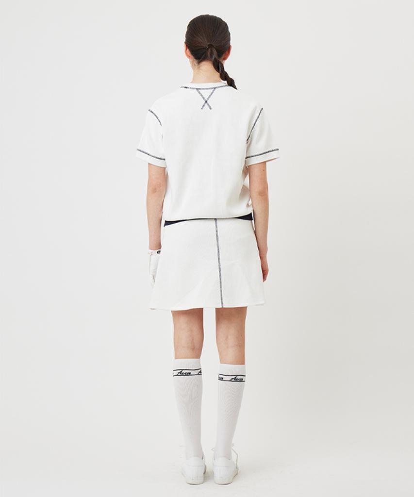 AVEN Stitch Flare Skirt White