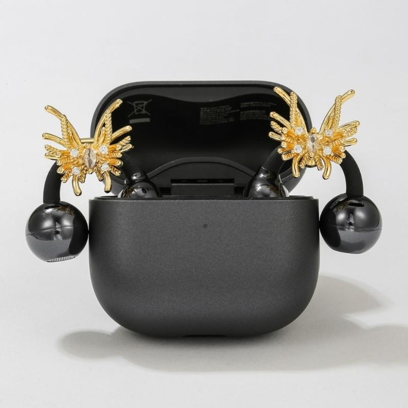 1pair Elegant Butterfly Shape Ear Clip Earphone Charms With Sparkling Zircon Stones For Freeclip1 2 Headphones Charms