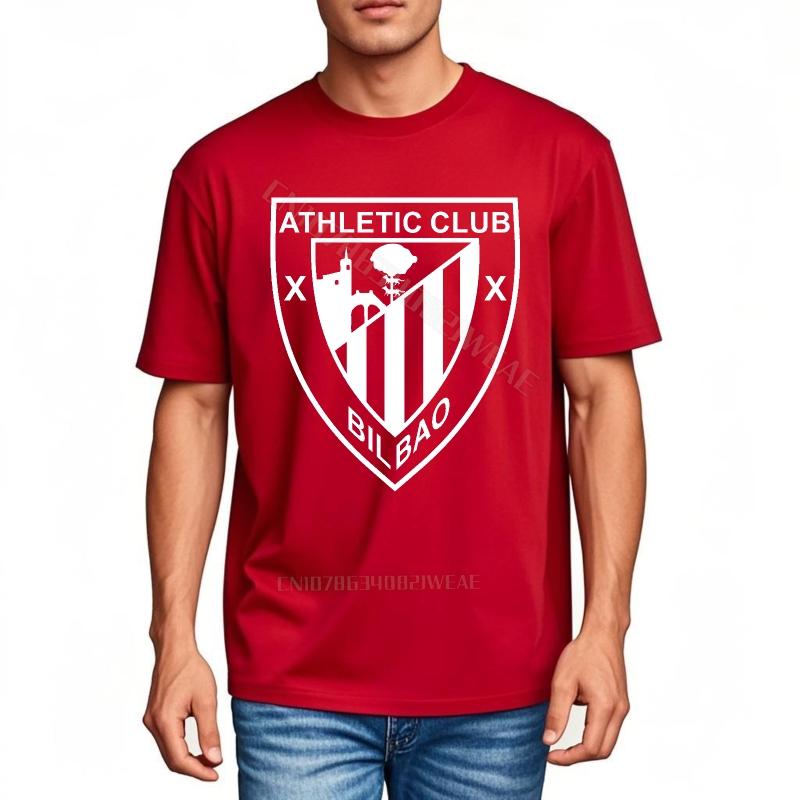 T-shirt Rock Streetwear Girocollo Maglietta Logo Athletic Club Bilbao Design Cotone Taglia Grande T-shirt Retro Oversize Traspirante