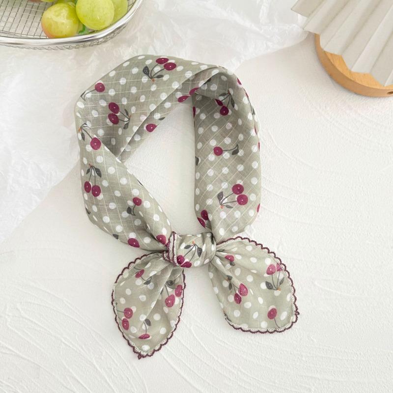 Silk scarf new retro literary cotton and linen square scarf decorative scarf floral headscarf headband multi-purpose scarf small shawl