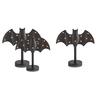 Large Twinkle Bat Candlestick Halloween Light-up Bat Candle Holder Gothic Candelabra Centerpiece with LED Twinkle Light for Home Dinner Table