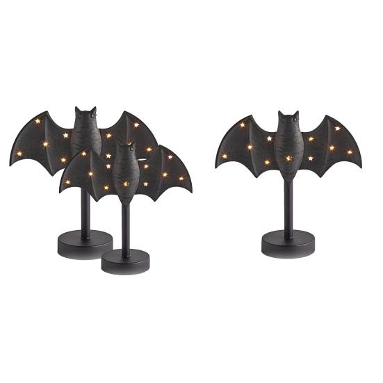 Large Twinkle Bat Candlestick Halloween Light-up Bat Candle Holder Gothic Candelabra Centerpiece with LED Twinkle Light for Home Dinner Table