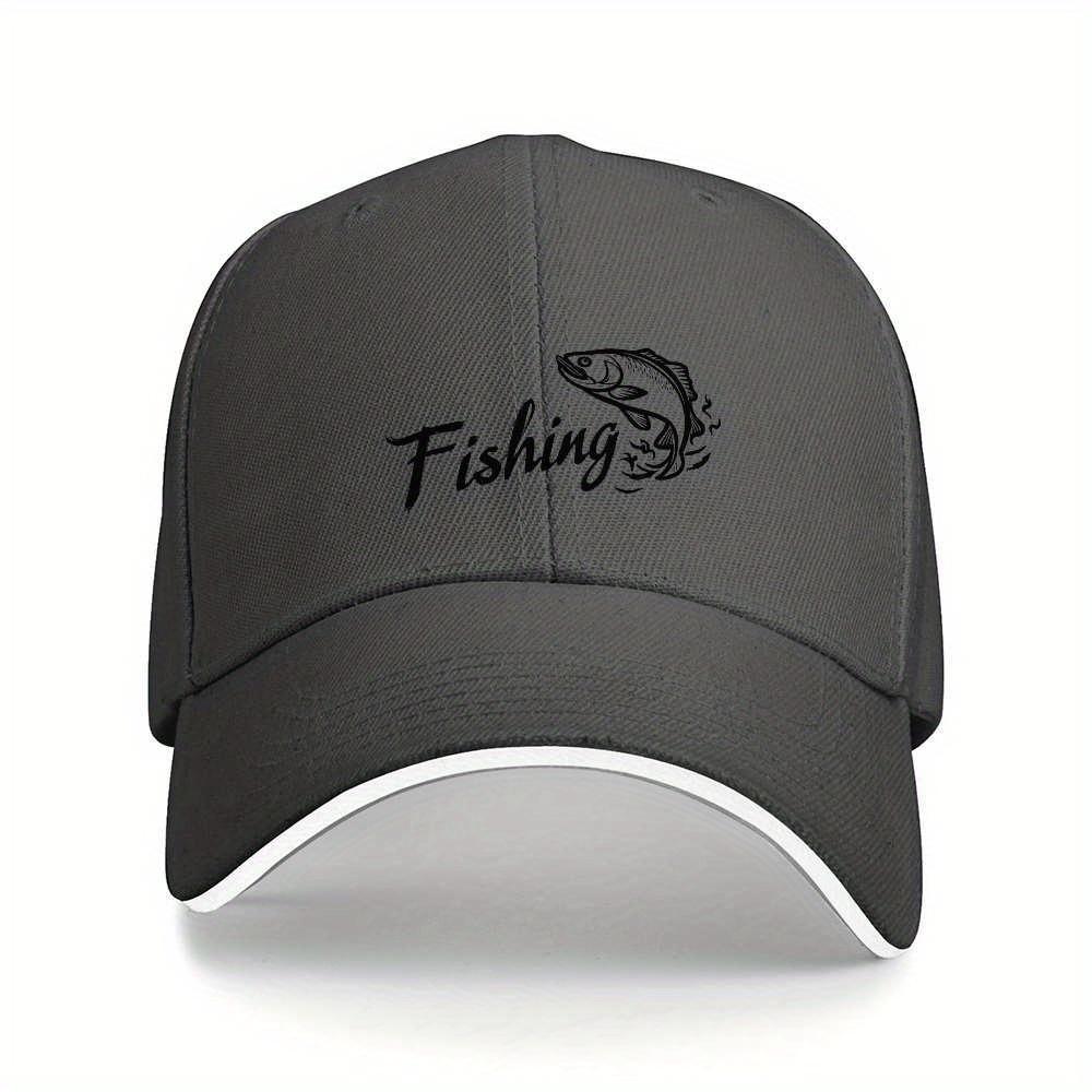 Fishing Graphic Baseball Cap Unisex Polyester Adjustable Sporty Design Casual Outdoor Hat