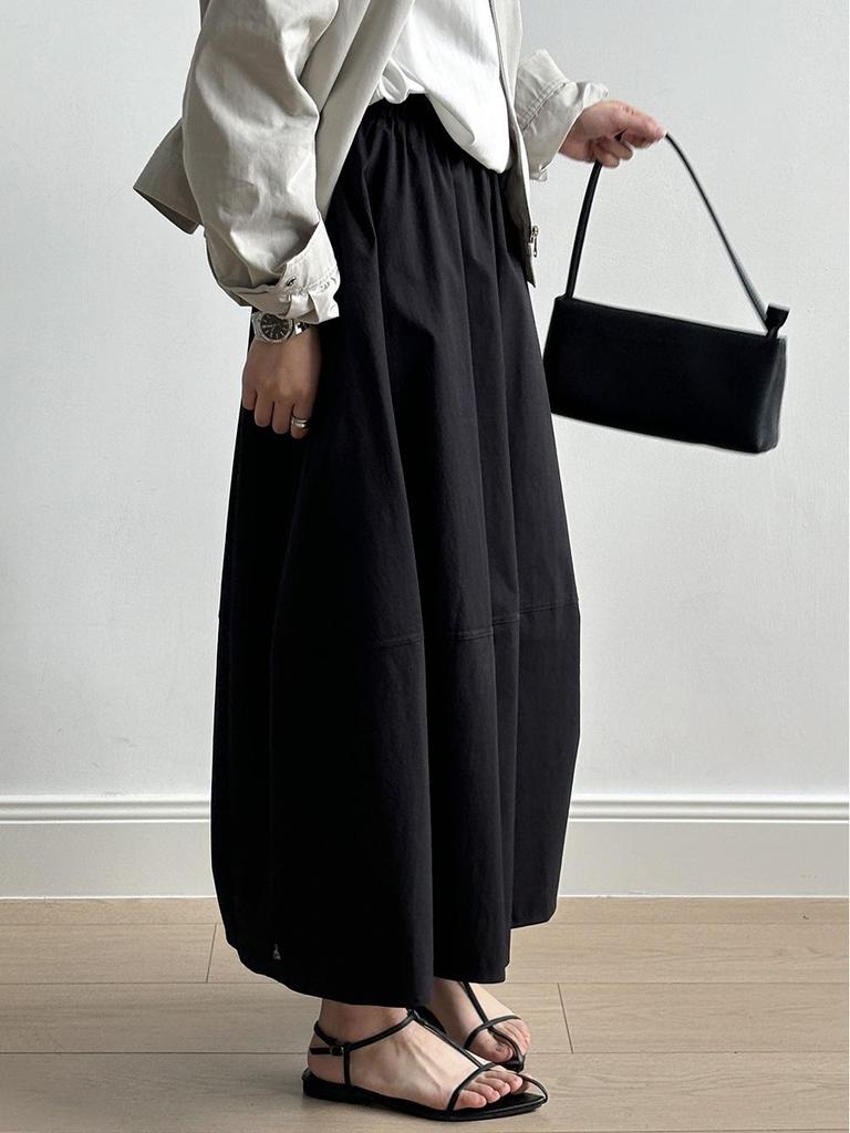 Women's French Style White Midi Skirt, High Waist, Petite A-Line Umbrella Design, Summer 2025 Collection.