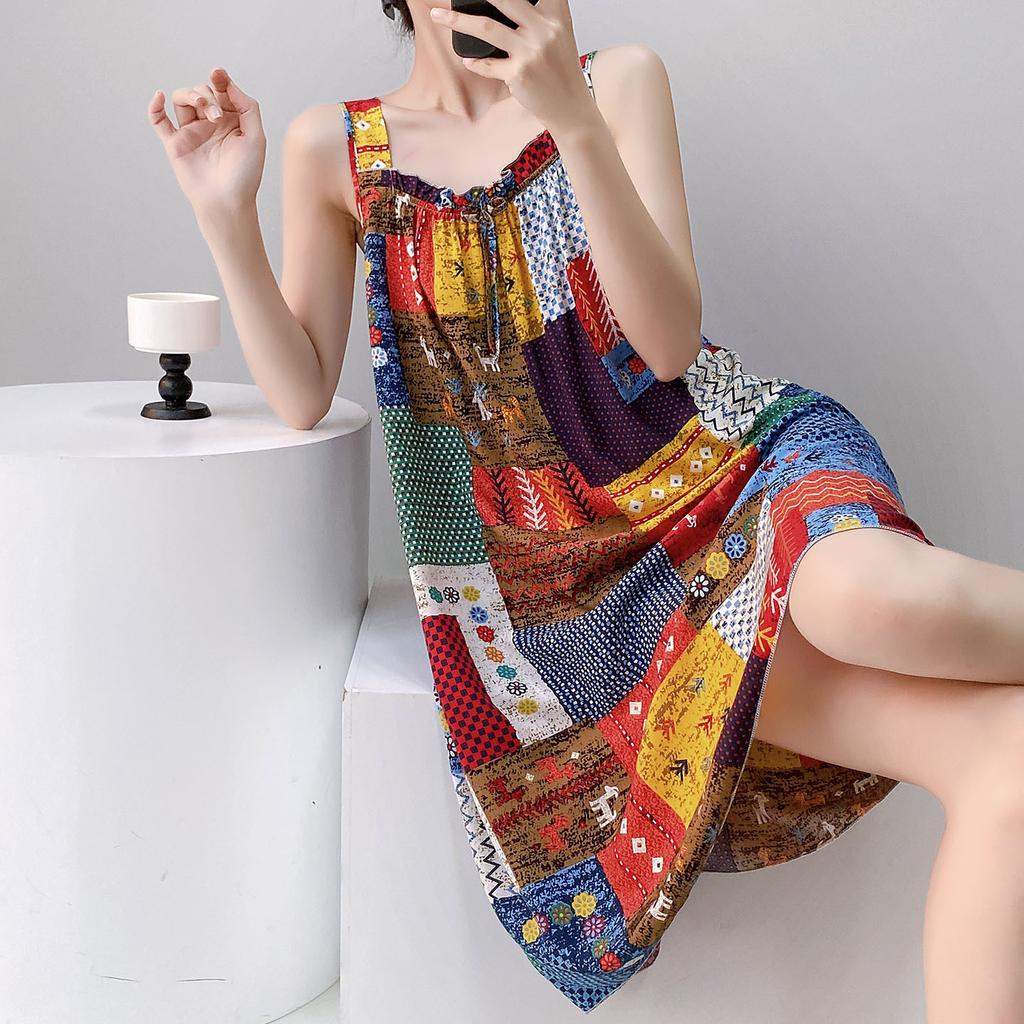 Cotton and Silk Pajamas Women's Suspenders Summer Pajamas Women's Cool and Cute Girls Are Sweet and Can Be Worn Outside Students' Summer Cotton 