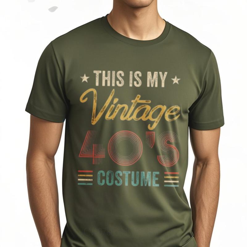 

Black Minimalist Tshirt Adult Boys summer tshirt Vintage This Is My Vintage 40s Costume Classic Man Tshirt Quick Dry Shirt 4XL