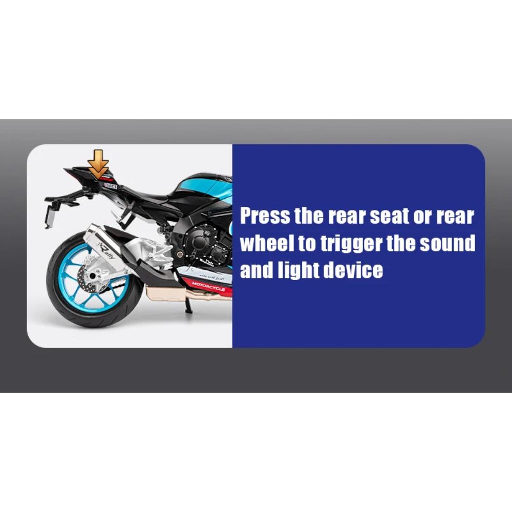 1/9 Yamaha R1M Racing Motorcycle Diecast Model Car Alloy Metal Simulation Ornament Collection Hobby Valentine's Day Gifts Friend