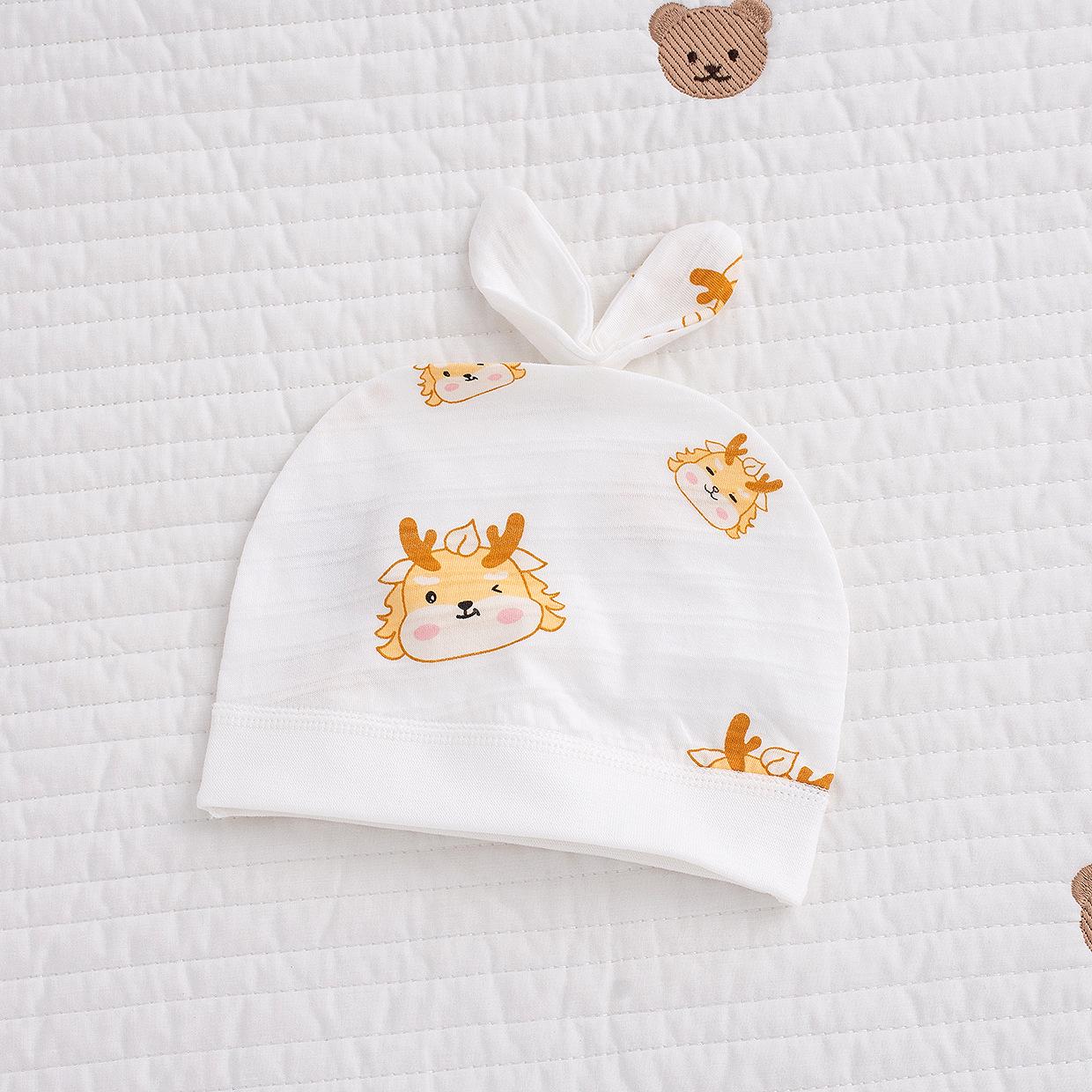 Шапочка без косточек для новорожденного 0-3 месяцев - Сезон весна-осень M, 37CM Hat Circumference