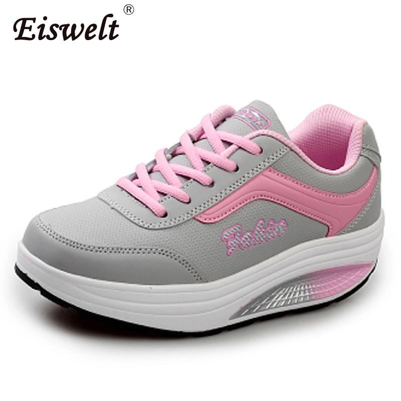 

EISWELT Fashion Women Flats Fitness Lady Shoes Жіноче повсякденне взуття Взуття на платформі для схуднення Жіноче 36 рожевий